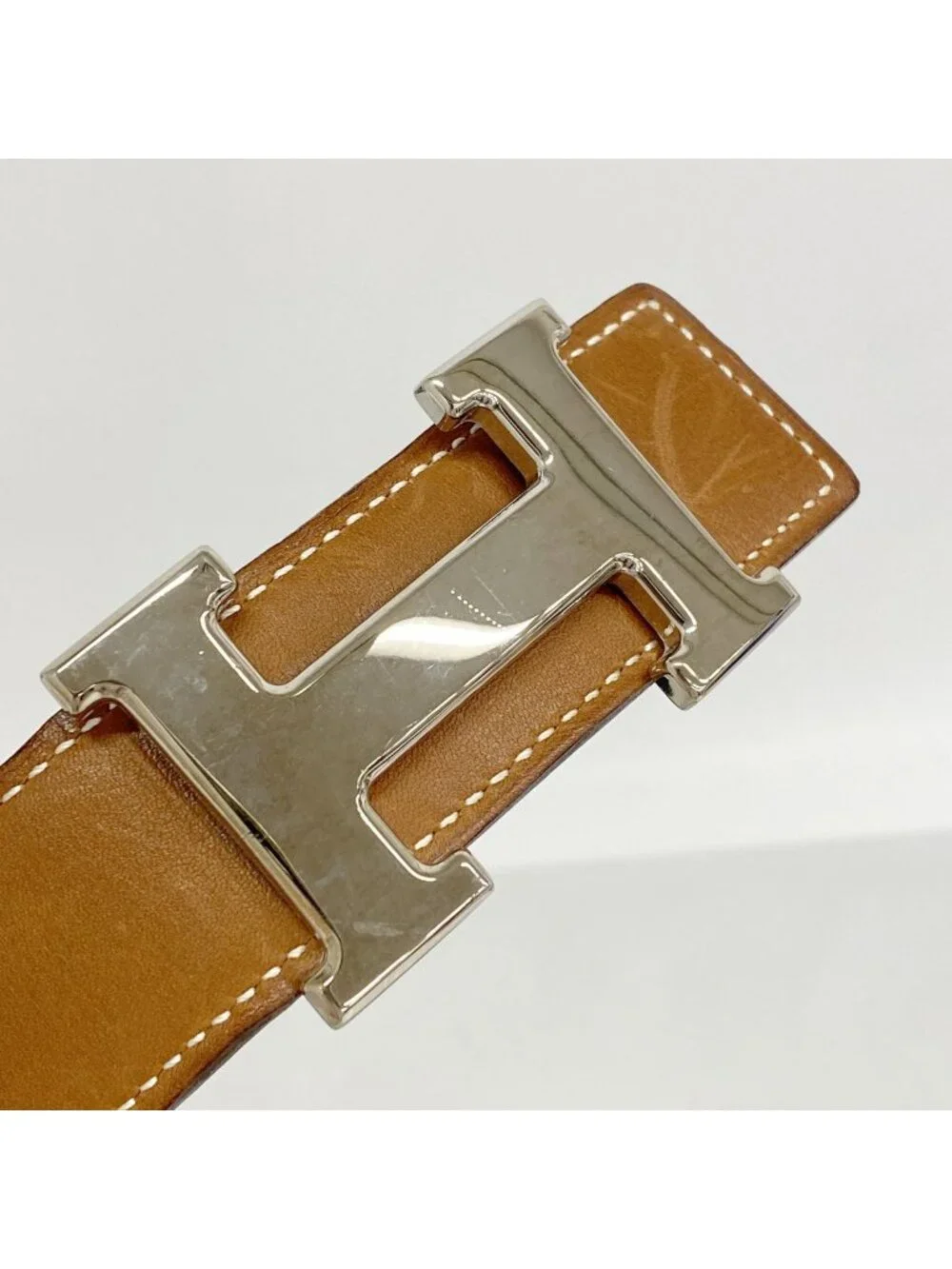 Hermes Belt Constance Box Calf Barenia Fauve Blue Navy Silver